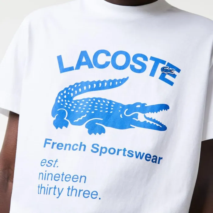 TShirts Men Lacoste Men039s Relaxed Fit Crocodile TShirt White 001