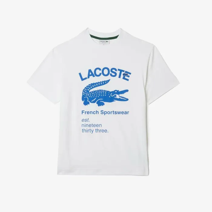 TShirts Men Lacoste Men039s Relaxed Fit Crocodile TShirt White 001