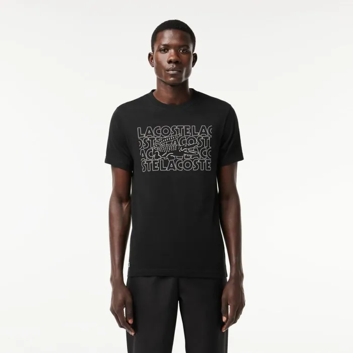 TShirts Men Lacoste Men039s UltraDry Printed Sport TShirt Black 031