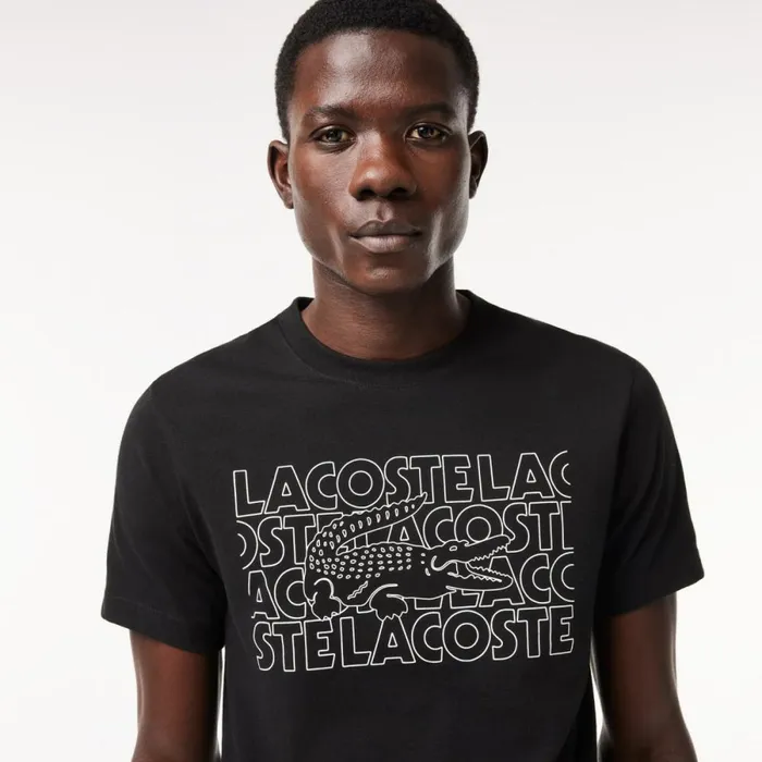 TShirts Men Lacoste Men039s UltraDry Printed Sport TShirt Black 031