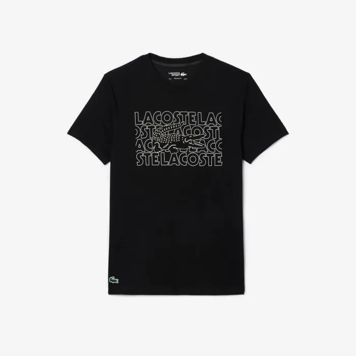 TShirts Men Lacoste Men039s UltraDry Printed Sport TShirt Black 031
