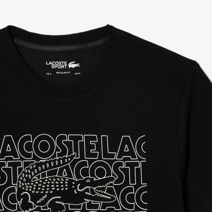 TShirts Men Lacoste Men039s UltraDry Printed Sport TShirt Black 031