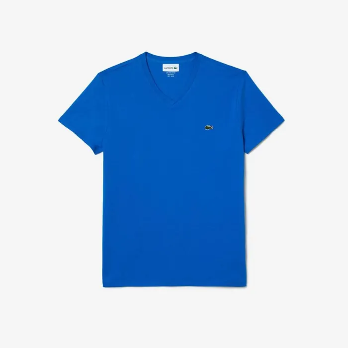 TShirts Men Lacoste Men039s VNeck Pima Cotton Jersey TShirt Blue Siy