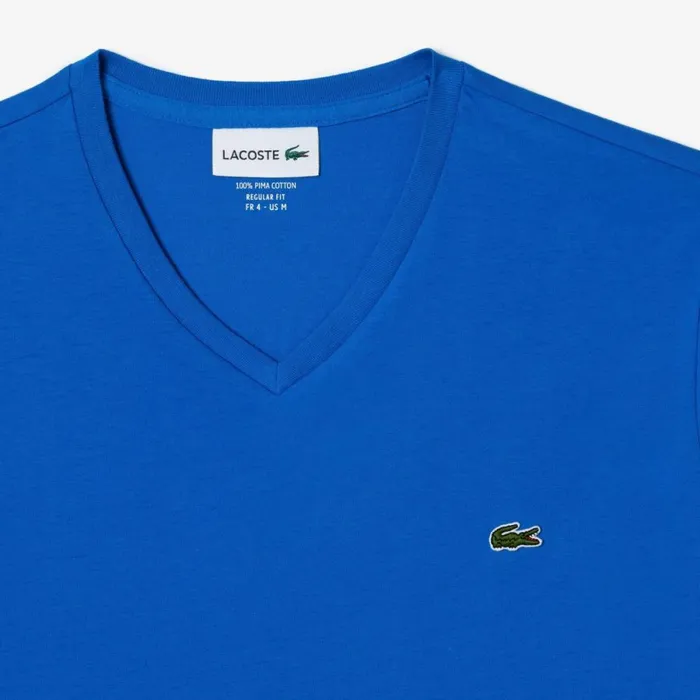 TShirts Men Lacoste Men039s VNeck Pima Cotton Jersey TShirt Blue Siy