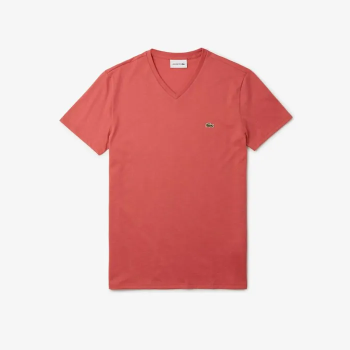 TShirts Men Lacoste Men039s VNeck Pima Cotton Jersey TShirt Pink Zv9