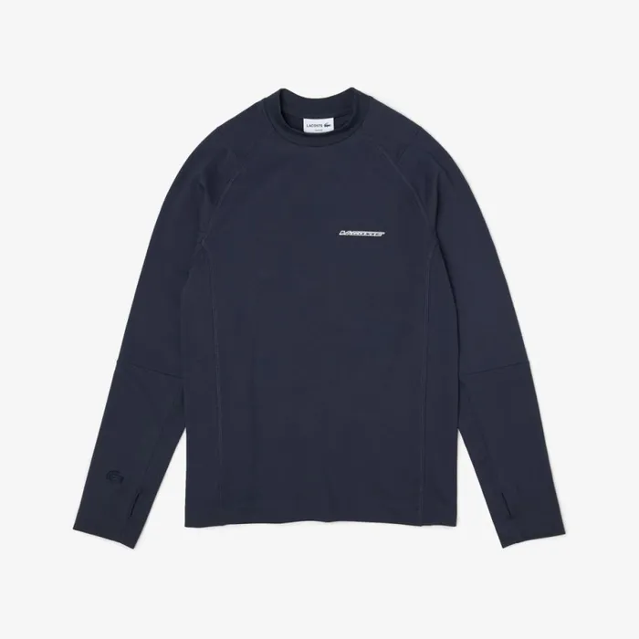 TShirts Men Lacoste Mens Long Sleeve Organic Cotton Slim Fit TShirt Blue Kxe