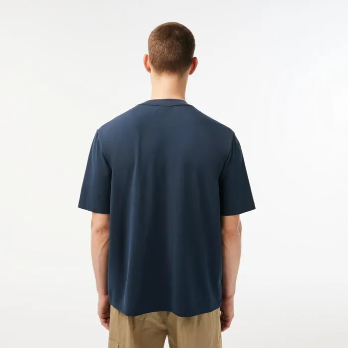 TShirts Men Lacoste Mens Loose Fit Organic Cotton Piqu TShirt Blue Kxe