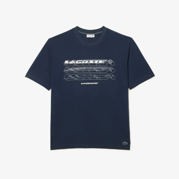 TShirts Men Lacoste Mens Loose Fit Organic Cotton Piqu TShirt Blue Kxe