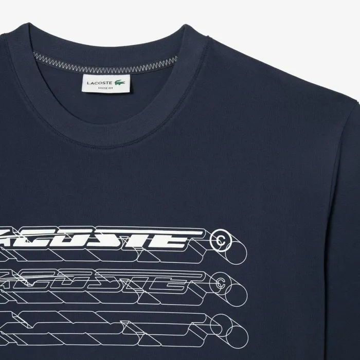 TShirts Men Lacoste Mens Loose Fit Organic Cotton Piqu TShirt Blue Kxe