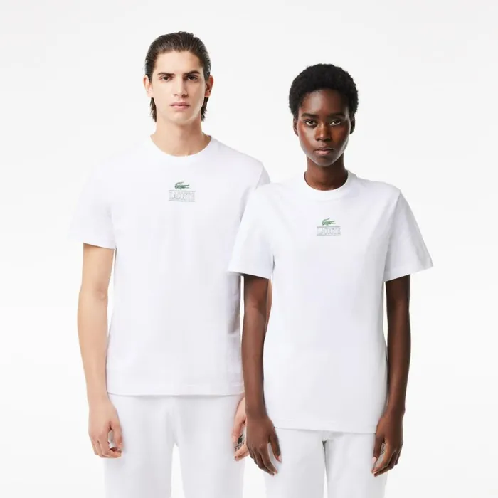 TShirts Men Lacoste Unisex Regular Fit Cotton Jersey Branded TShirt White 001