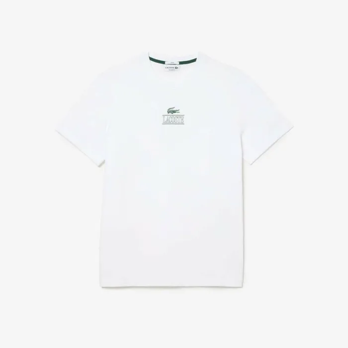 TShirts Men Lacoste Unisex Regular Fit Cotton Jersey Branded TShirt White 001