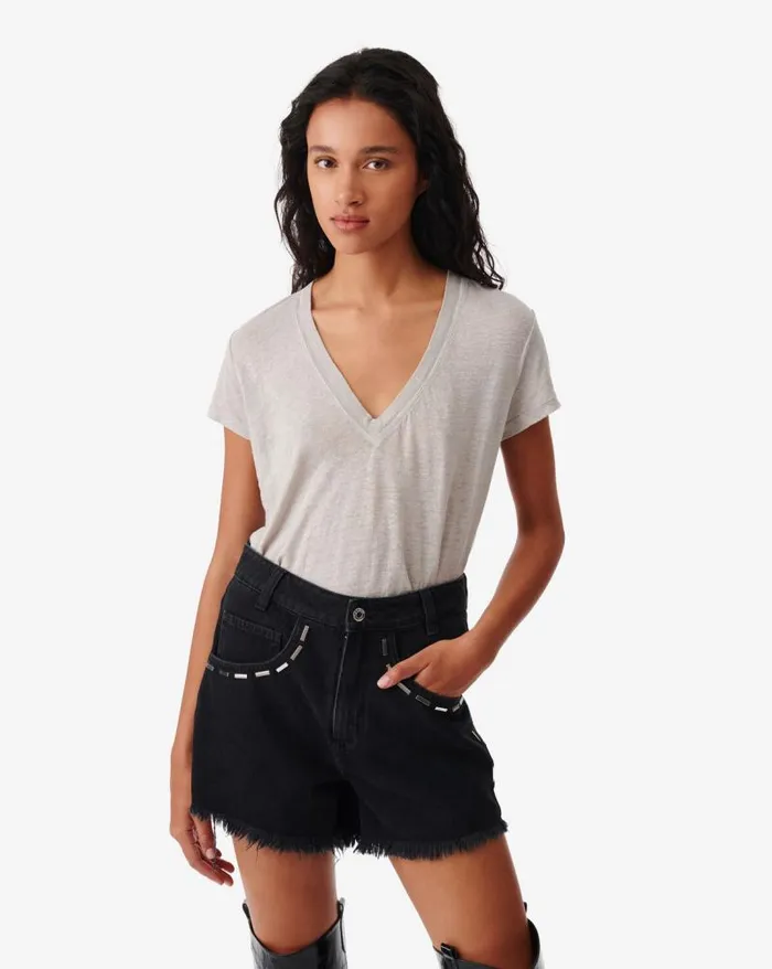 Tshirts Women IRO RODEO VNECK LINEN TSHIRT
