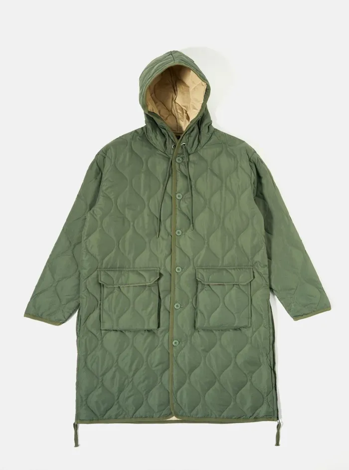 Taion Military Hood Long Down Jacket In Olive Ripstop Men Universal Works Coats and Outerwear