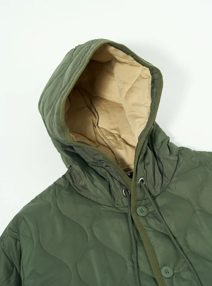 Taion Military Hood Long Down Jacket In Olive Ripstop Men Universal Works Coats and Outerwear