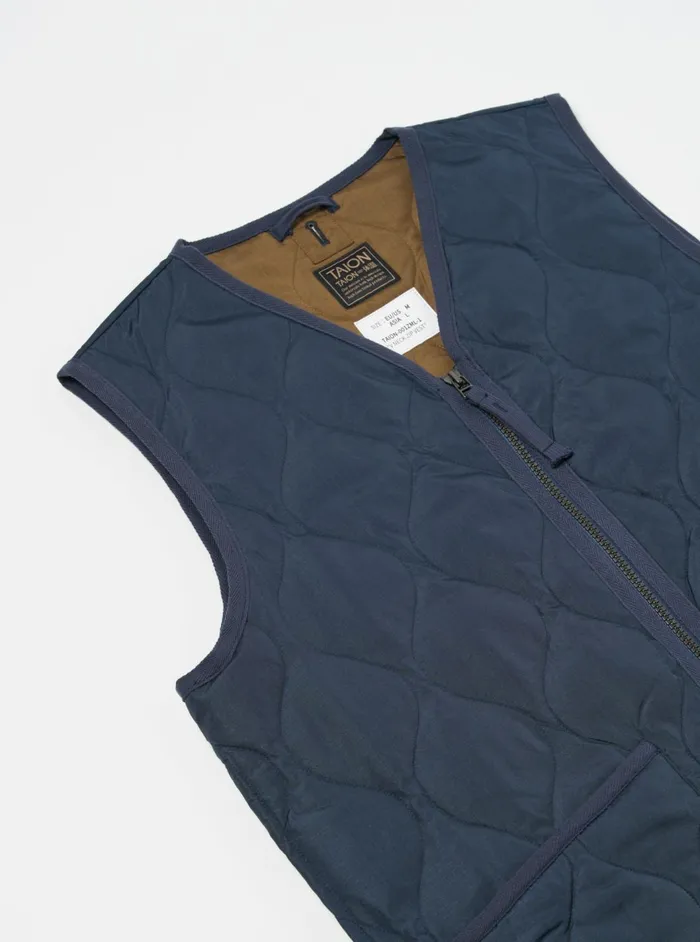 Taion Military VNeck Down Vest In Dark Navy Ripstop Men Universal Works Waistcoats and Gilets