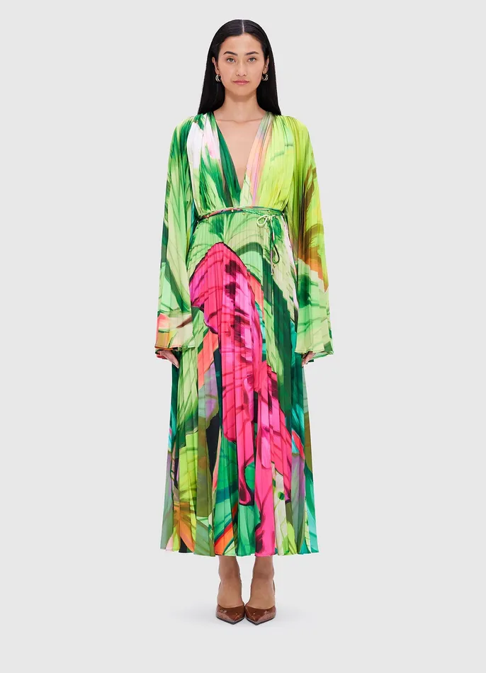 Tatiana Maxi Dress 8211 Papillon Print in Green Dresses and Jumpsuits LEO LIN Women