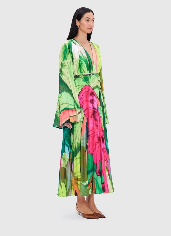 Tatiana Maxi Dress 8211 Papillon Print in Green Dresses and Jumpsuits LEO LIN Women