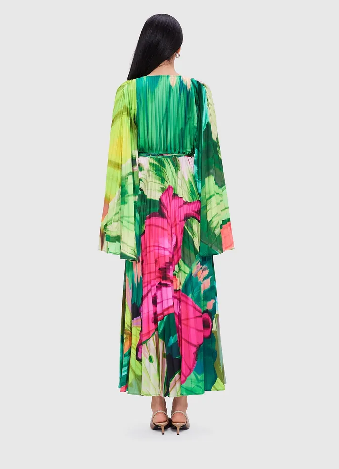 Tatiana Maxi Dress 8211 Papillon Print in Green Dresses and Jumpsuits LEO LIN Women