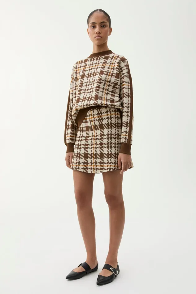Tendai Eco Check Brown Women Rodebjer Knitwear