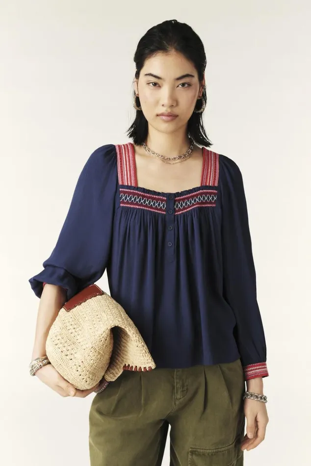 TomerSquare Neckline Blouse Clothing Baandsh Tops and Shirts
