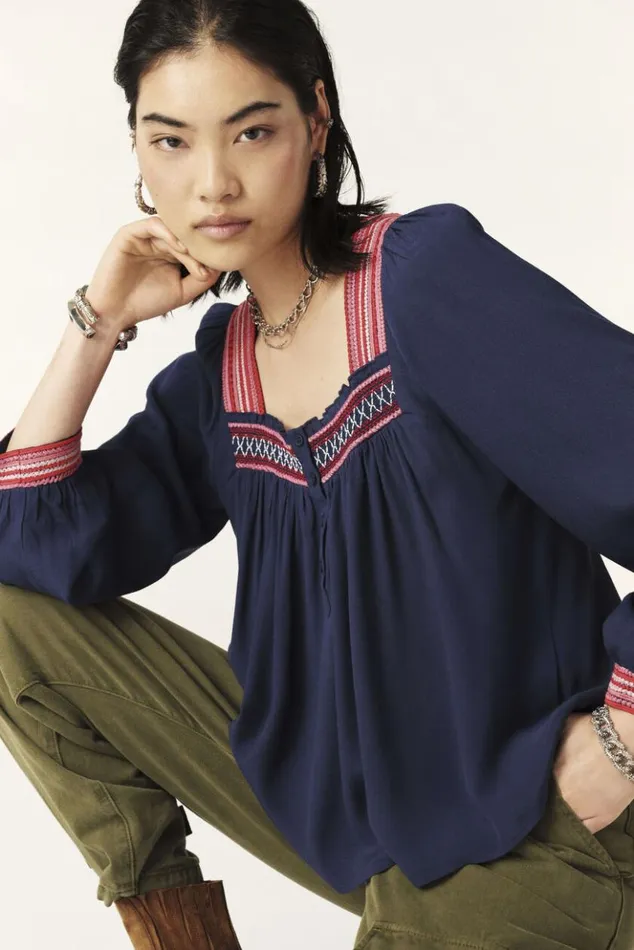 TomerSquare Neckline Blouse Clothing Baandsh Tops and Shirts