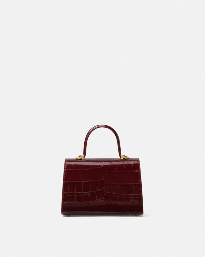 Top Handle Women Versace CrocEffect Medusa 03995 Small Handbag Burgundy