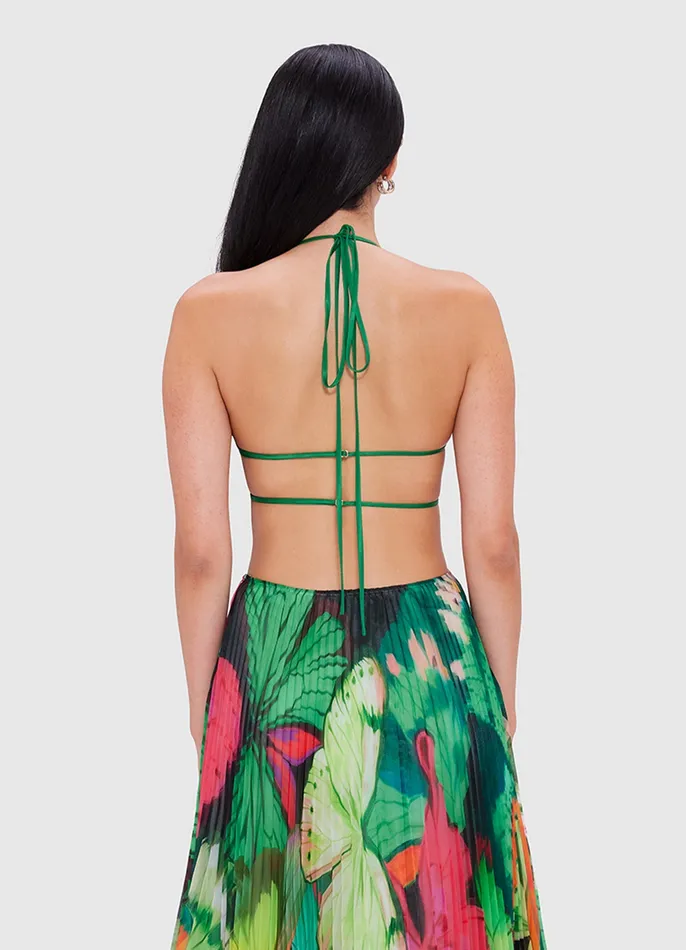 Tops and Shirts Aurora Embellished Top 8211 Papillon Print in Forest 8211 LEO LIN Women
