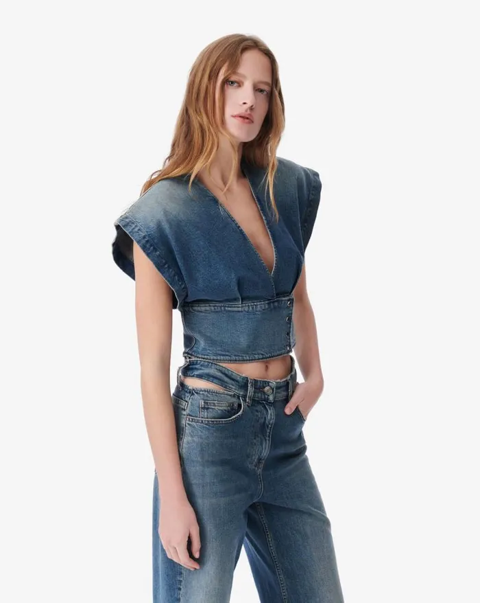 Tops and Shirts Women IRO ZAHIRA VNECK DENIM TOP