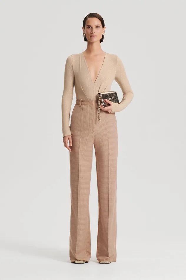 Tops Scanlan Theodore Women TINSEL DRAPE BODYSUIT CHAMPAGNE