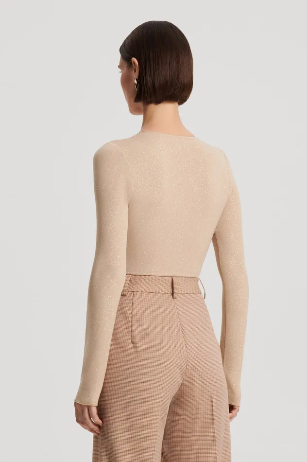 Tops Scanlan Theodore Women TINSEL DRAPE BODYSUIT CHAMPAGNE