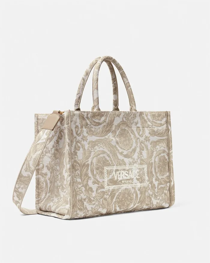 Totes WomenMen Versace Barocco Athena Medium Tote Bag Beigeprint