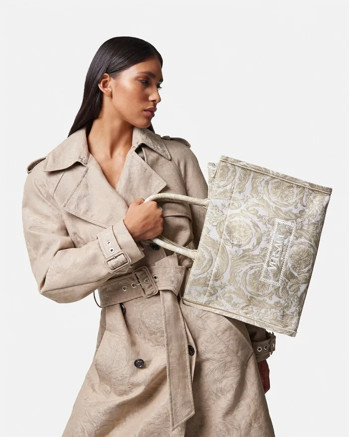Totes WomenMen Versace Barocco Athena Medium Tote Bag Beigeprint