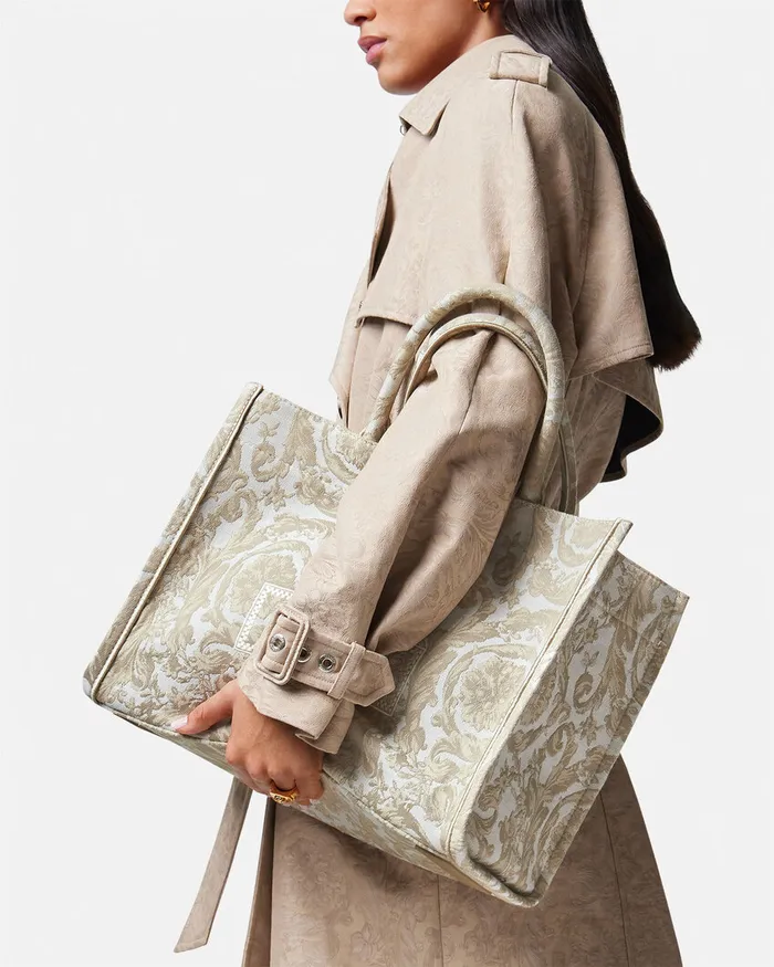 Totes WomenMen Versace Barocco Athena Medium Tote Bag Beigeprint