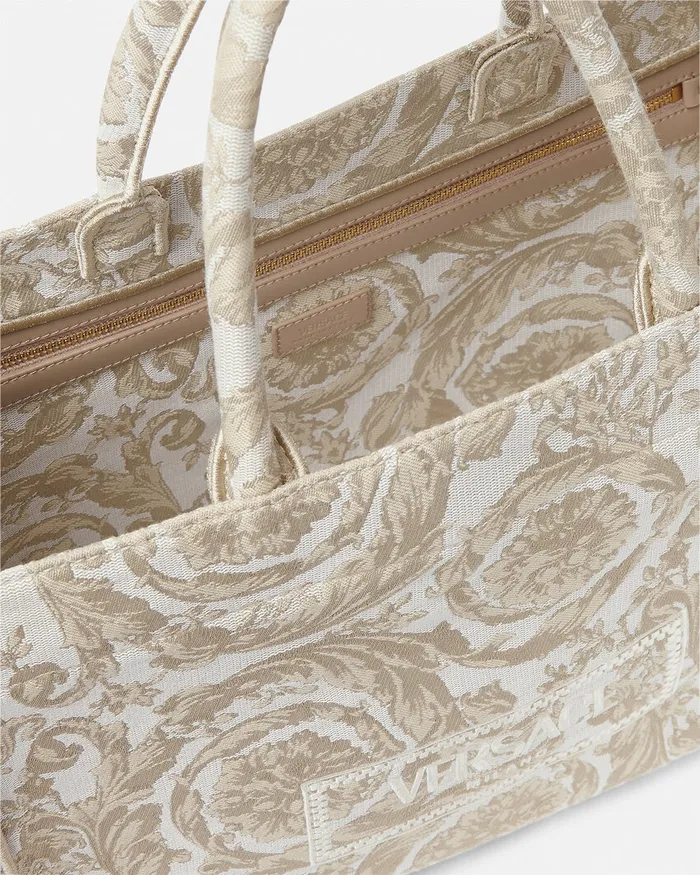 Totes WomenMen Versace Barocco Athena Medium Tote Bag Beigeprint