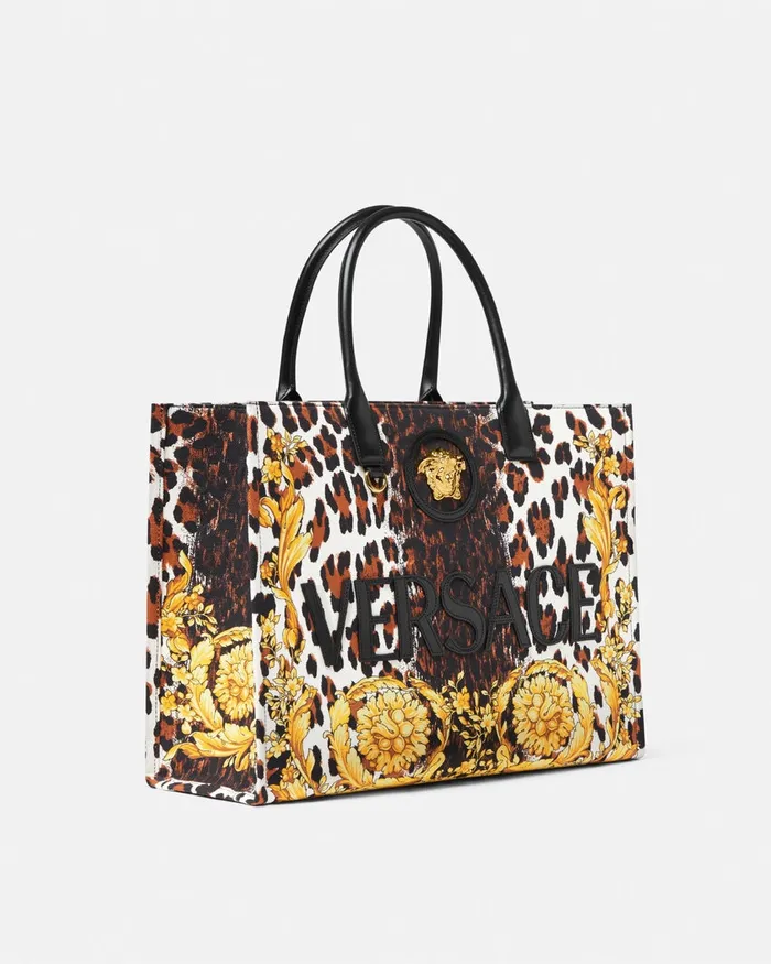 Totes Women Versace Wild Barocco Canvas Large Tote Bag Print