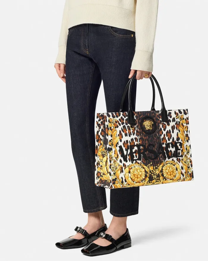 Totes Women Versace Wild Barocco Canvas Large Tote Bag Print