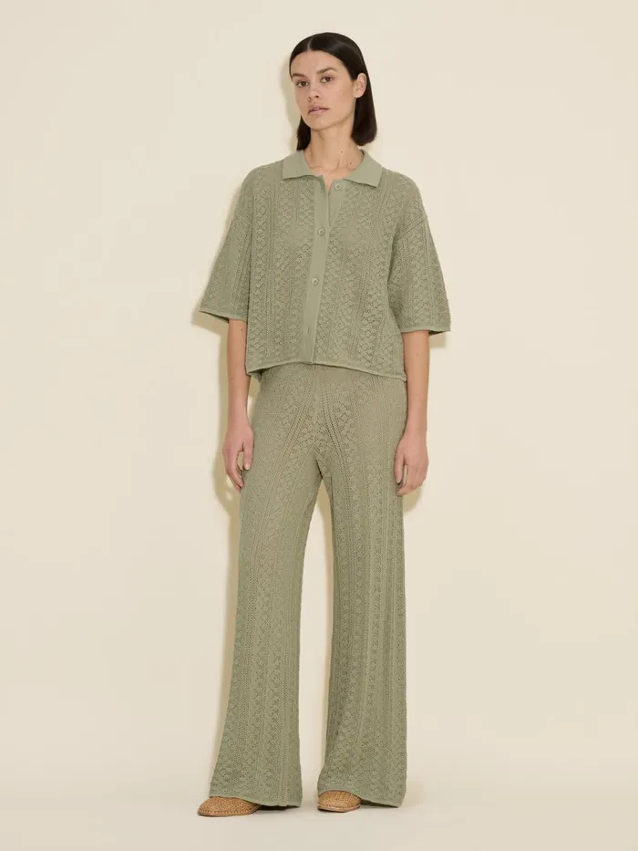 Trousers and Shorts Women Holzweiler Thiril Crochet Knit Trousers Teal