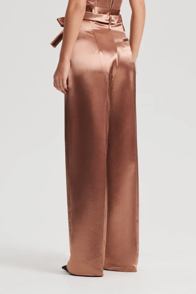Trousers FRENCH SATIN TROUSER CINNAMON Scanlan Theodore Women Trousers FRENCH SATIN TROUSER CINNAMON Scanlan Theodore Women