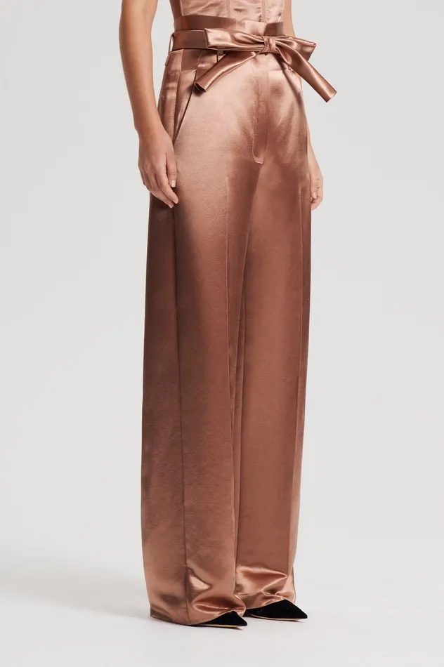 Trousers FRENCH SATIN TROUSER CINNAMON Scanlan Theodore Women Trousers FRENCH SATIN TROUSER CINNAMON Scanlan Theodore Women