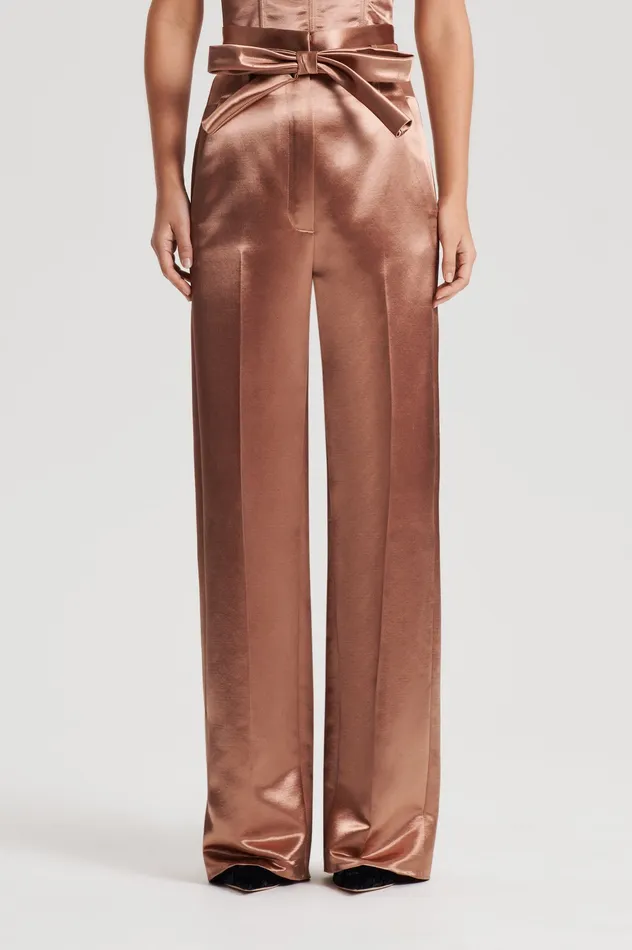 Trousers FRENCH SATIN TROUSER CINNAMON Scanlan Theodore Women Trousers FRENCH SATIN TROUSER CINNAMON Scanlan Theodore Women
