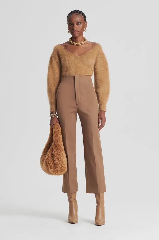 Trousers MERCERISED COTTON TROUSER CAMEL 8211 Scanlan Theodore Women