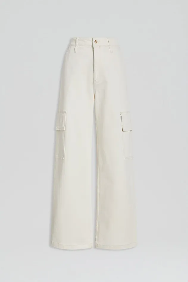 Trousers Scanlan Theodore Women DENIM CARGO JEAN NATURA115