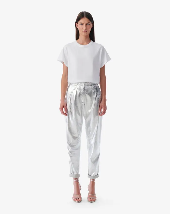 Trousers Women IRO NIL SILVER LEATHER CARROT PANTS