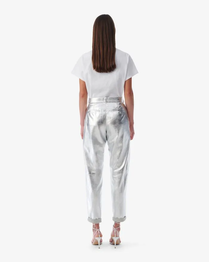 Trousers Women IRO NIL SILVER LEATHER CARROT PANTS