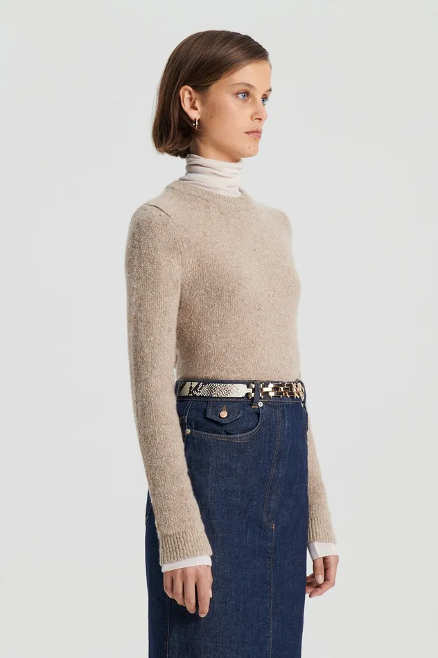 TWEED SWEATER TAUPE Tops Scanlan Theodore Women TWEED SWEATER TAUPE Tops Scanlan Theodore Women
