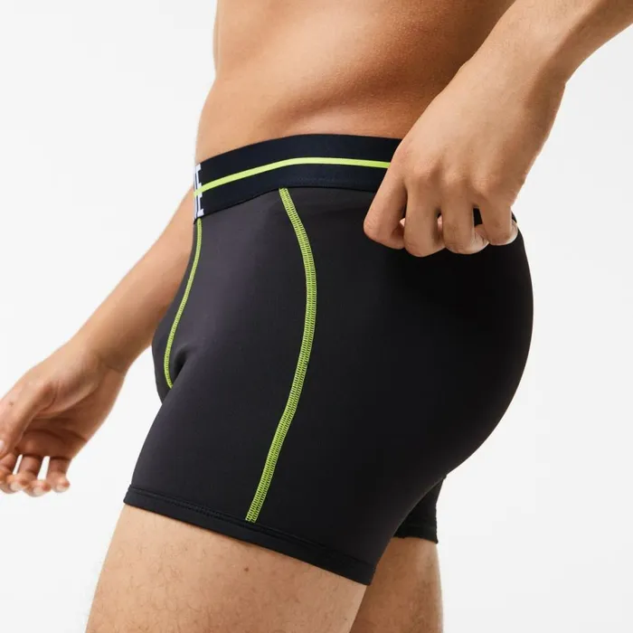 Underwear and Socks Men Lacoste Men039s Seamless Jersey Trunk Black Yellow 9y2