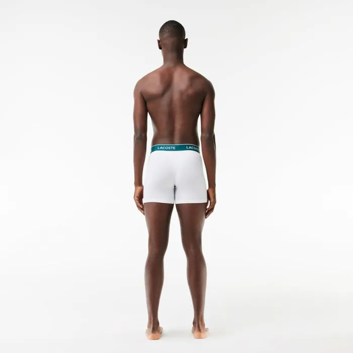 Underwear and Socks Men Lacoste Mens Long Stretch Cotton Boxer Brief 3Pack Black White Grey Chine Nua