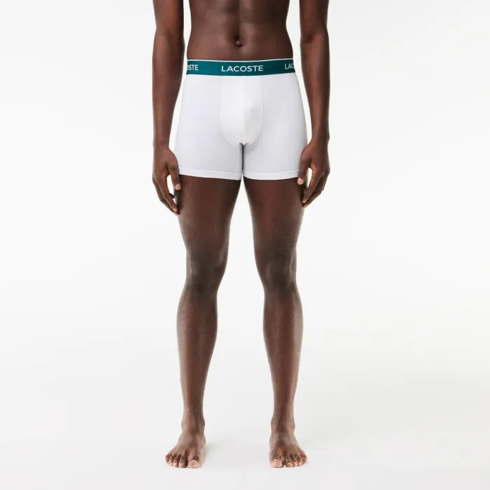 Underwear and Socks Men Lacoste Mens Long Stretch Cotton Boxer Brief 3Pack Black White Grey Chine Nua