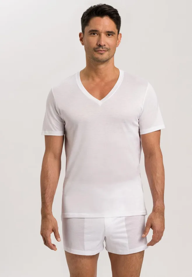 VNeck Cotton TShirt White Men HANRO Loungewear