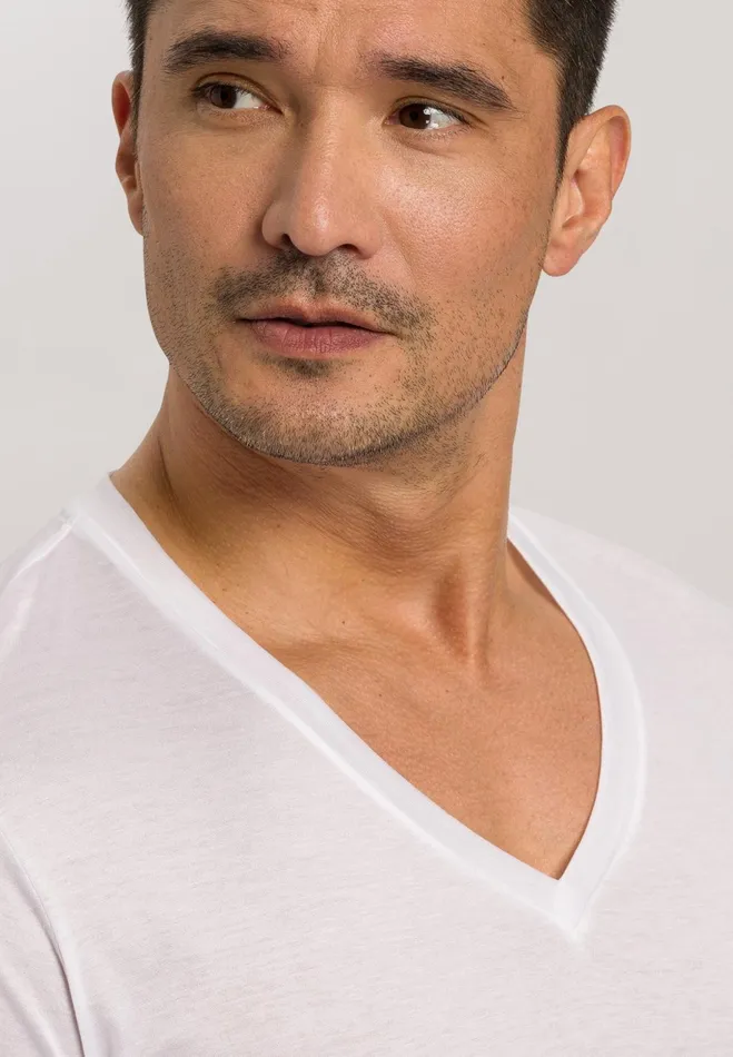 VNeck Cotton TShirt White Men HANRO Loungewear
